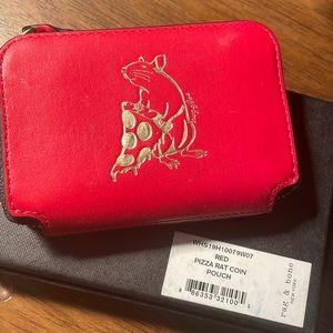 Rag and bone red Pizza rat coin pouch
